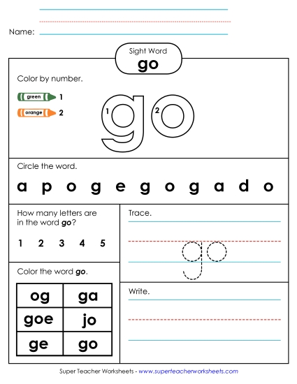 Worksheet 4: Go (Printable PDF Worksheet)