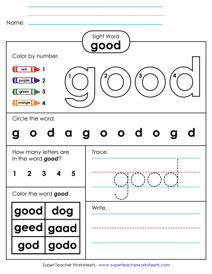 Worksheet 4: Good (Printable PDF Worksheet)