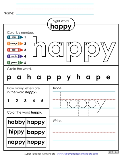 Worksheet 4: Happy (Printable PDF Worksheet)