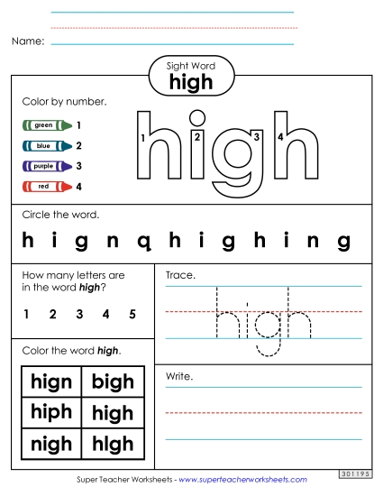 Worksheet 4: High (Printable PDF Worksheet)