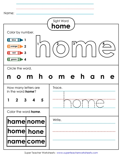 Worksheet 4: Home (Printable PDF Worksheet)