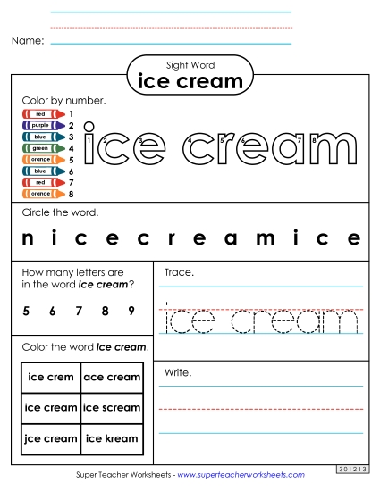 Worksheet 4: Ice Cream (Printable PDF Worksheet)