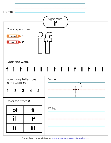 Worksheet 4: If (Printable PDF Worksheet)
