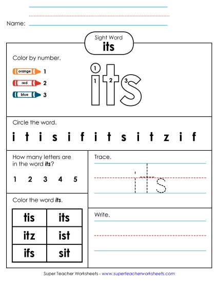 Worksheet 4: Its (Printable PDF Worksheet)