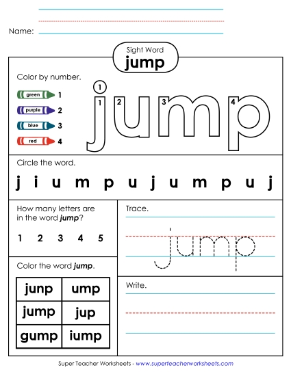 Worksheet 4: Jump (Printable PDF Worksheet)