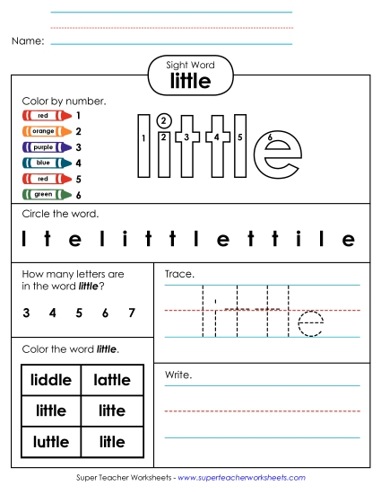 Worksheet 4: Little (Printable PDF Worksheet)