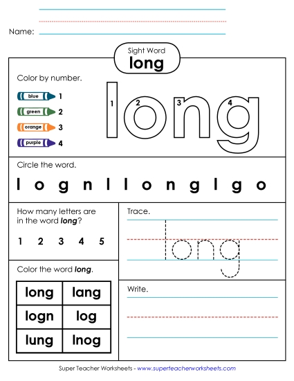 Worksheet 4: Long (Printable PDF Worksheet)