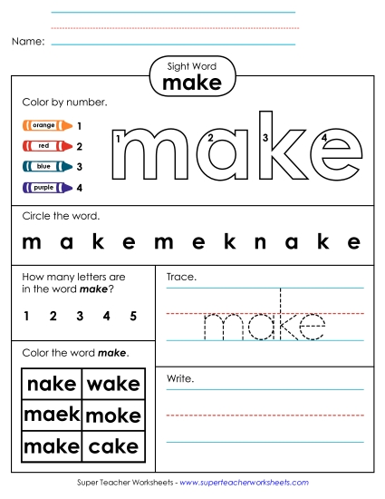 Worksheet 4: Make (Printable PDF Worksheet)