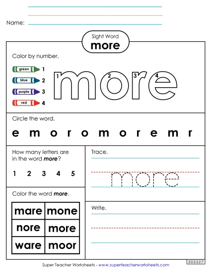 Worksheet 4: More (Printable PDF Worksheet)