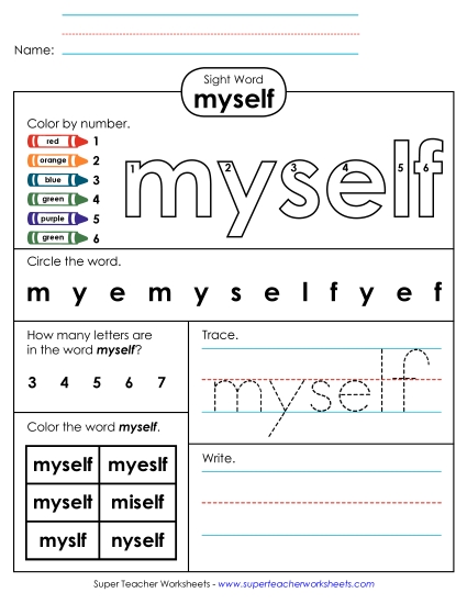 Worksheet 4: Myself (Printable PDF Worksheet)