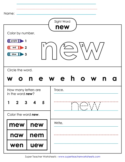 Worksheet 4: New (Printable PDF Worksheet)