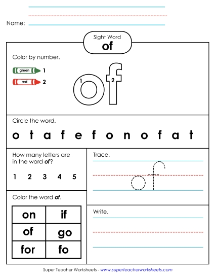 Worksheet 4: Of (Printable PDF Worksheet)