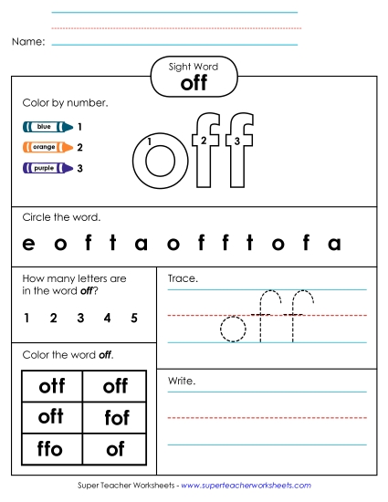 Worksheet 4: Off (Printable PDF Worksheet)