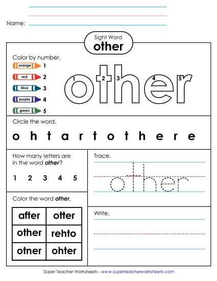 Worksheet 4: Other (Printable PDF Worksheet)