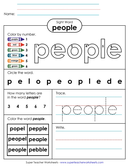 Worksheet 4: People (Printable PDF Worksheet)