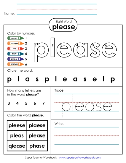 Worksheet 4: Please (Printable PDF Worksheet)