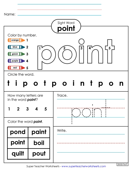 Worksheet 4: Point (Printable PDF Worksheet)