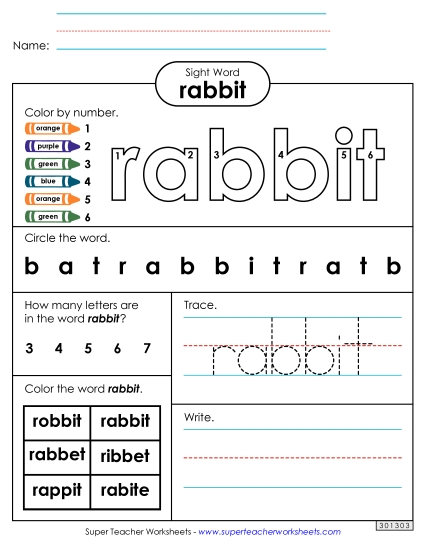 Worksheet 4: Rabbit (Printable PDF Worksheet)