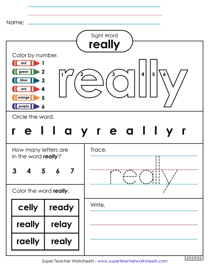 Worksheet 4: Really (Printable PDF Worksheet)