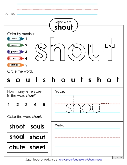 Worksheet 4: Shout (Printable PDF Worksheet)
