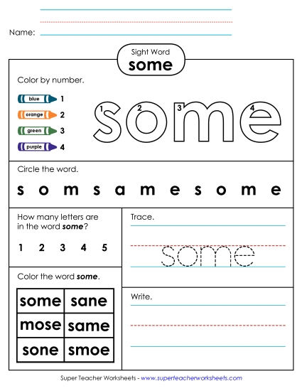 Worksheet 4: Some (Printable PDF Worksheet)