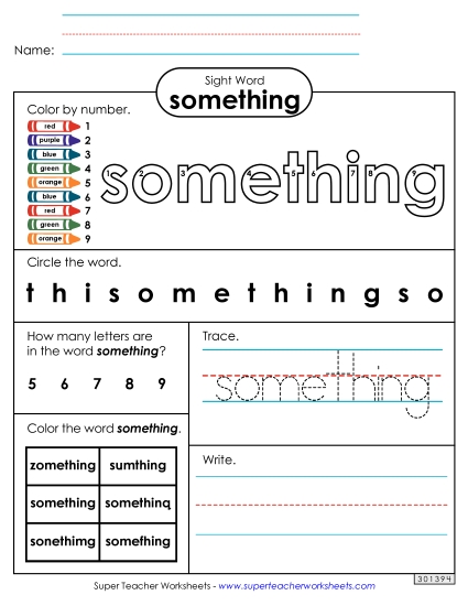 Worksheet 4: Something (Printable PDF Worksheet)