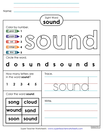 Worksheet 4: Sound (Printable PDF Worksheet)