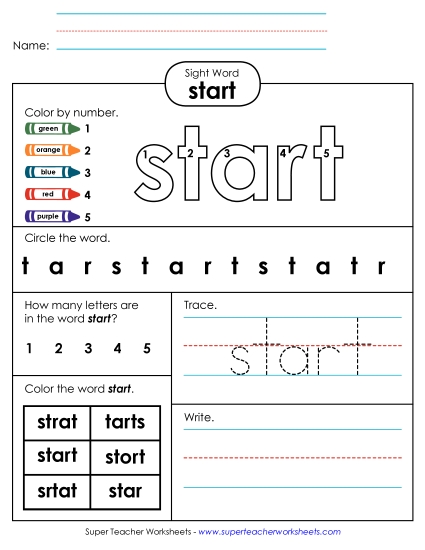 Worksheet 4: Start (Printable PDF Worksheet)
