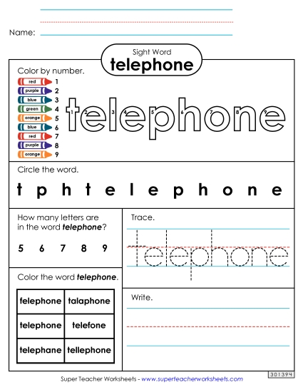 Worksheet 4: Telephone (Printable PDF Worksheet)