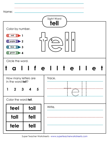 Worksheet 4: Tell (Printable PDF Worksheet)