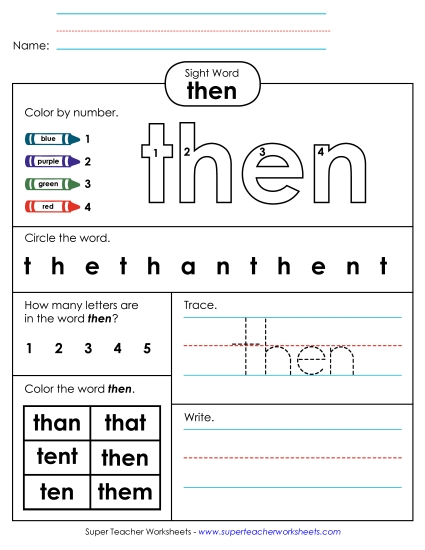 Worksheet 4: Then (Printable PDF Worksheet)