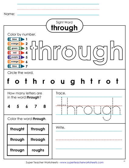 Worksheet 4: Through (Printable PDF Worksheet)