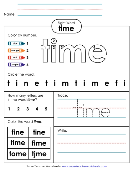 Worksheet 4: Time (Printable PDF Worksheet)