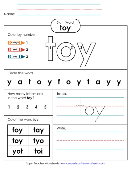 Worksheet 4: Toy (Printable PDF Worksheet)
