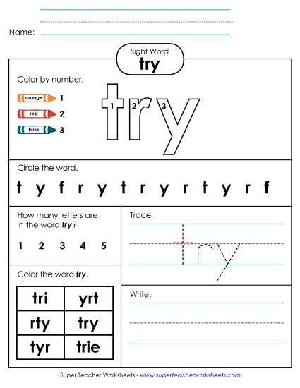 Worksheet 4: Try (Printable PDF Worksheet)