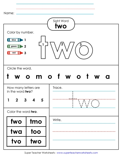 Worksheet 4: Two (Printable PDF Worksheet)