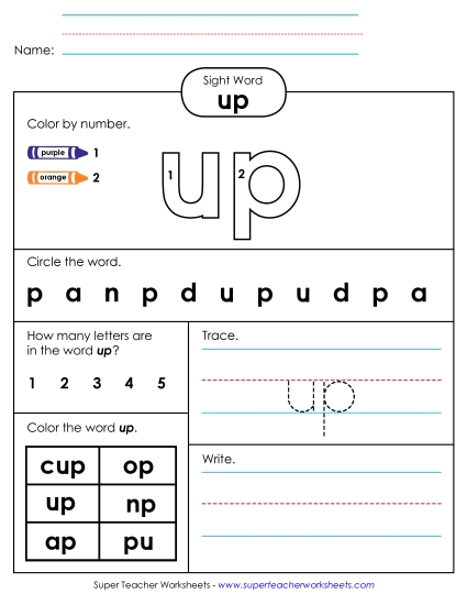 Worksheet 4: Up (Printable PDF Worksheet)