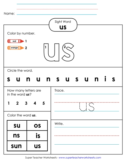 Worksheet 4: Us (Printable PDF Worksheet)