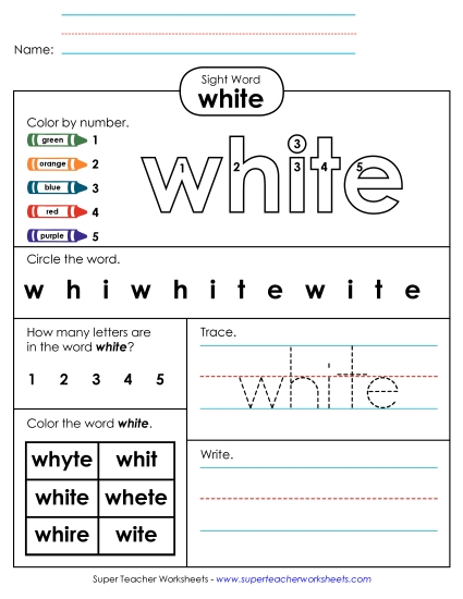 Worksheet 4: White (Printable PDF Worksheet)