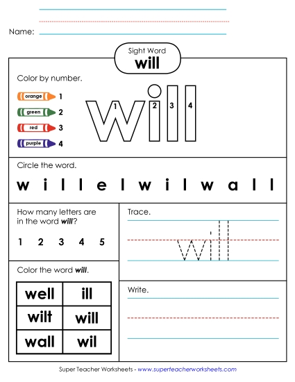 Worksheet 4: Will (Printable PDF Worksheet)
