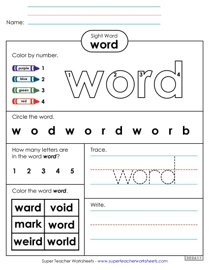 Worksheet 4: Word (Printable PDF Worksheet)
