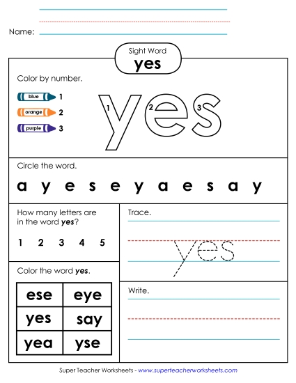 Worksheet 4: Yes (Printable PDF Worksheet)