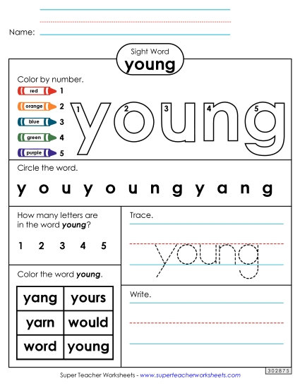 Worksheet 4: Young (Printable PDF Worksheet)