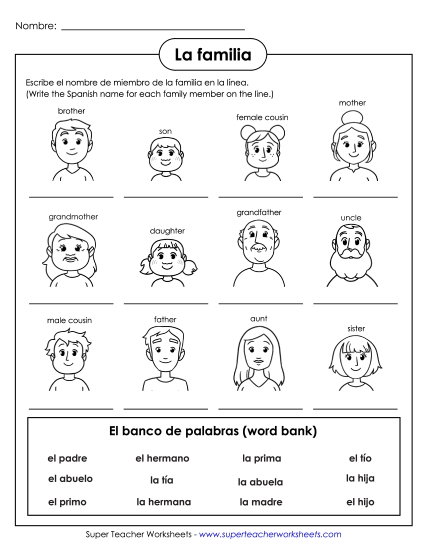 Family Members - Write the Word: Family (Printable PDF Worksheet)
