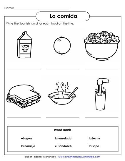 Foods  - Write the Word: Food 3 (Printable PDF Worksheet)