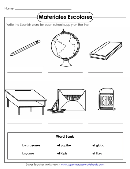 School Supplies  - Write the Word: School Supplies #1 (Printable PDF Worksheet)