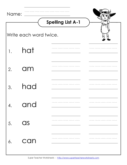 Worksheets - Write Twice (A-1) (Printable PDF Worksheet)