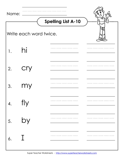 Worksheets - Write Twice (A-10) (Printable PDF Worksheet)