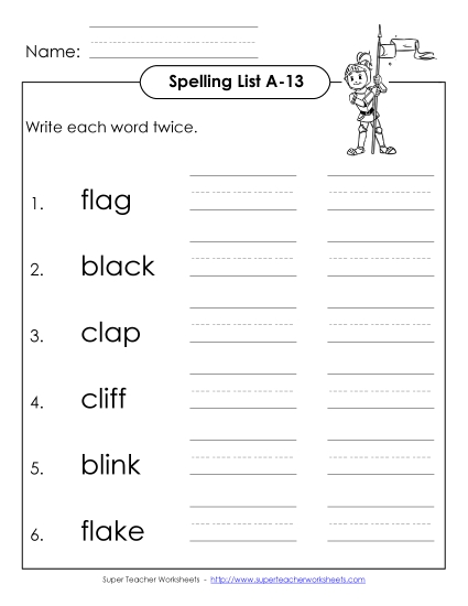 Worksheets - Write Twice (A-13) (Printable PDF Worksheet)