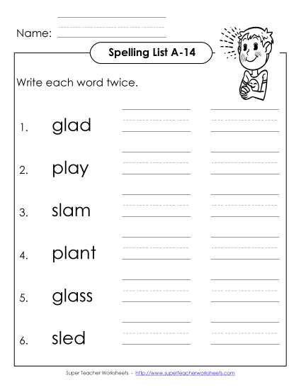 Worksheets - Write Twice (A-14) (Printable PDF Worksheet)